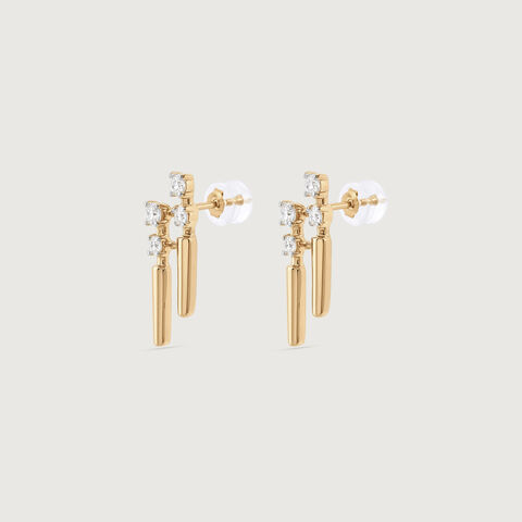Linear Shift Diamond Stud Earrings