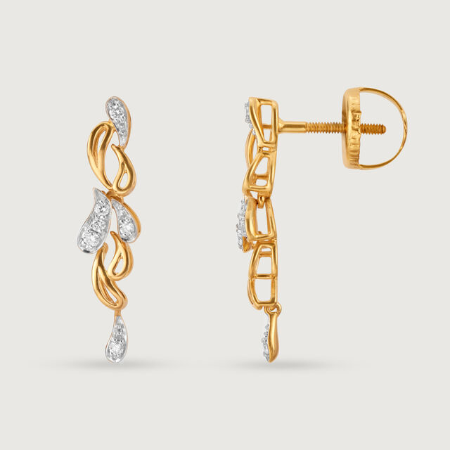 Dewdrop Cascade 18 Kt Gold & Diamond Drop Earrings,,hi-res image number null