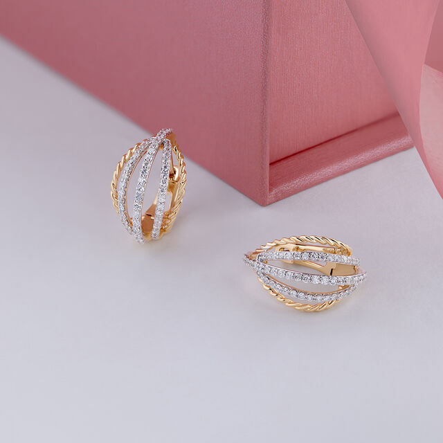 Draped Luxe Gold & Diamond Hoop Earrings,,hi-res image number null