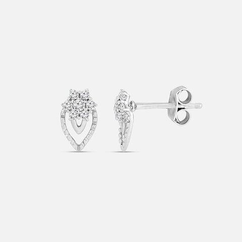 Sparkling Teardrop Silver Stud Earrings