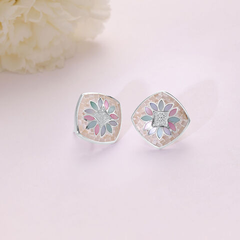 Mother of Pearl Oasis Silver Stud Earrings