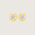Regal Sculptural Diamond Platinum Gold Stud Earrings,,hi-res view 3