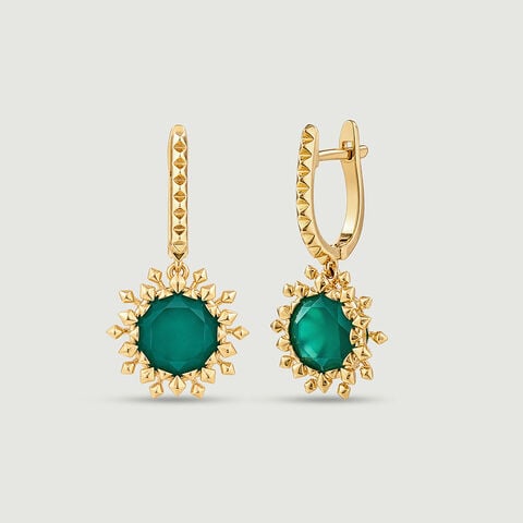 Dynamic Sculptural Green Onyx Hoop Earrings