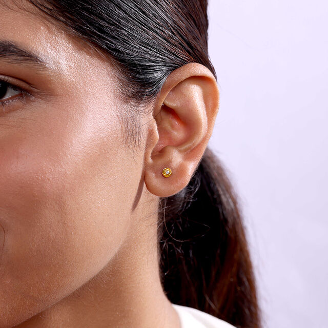 Shimmering Twist 14 Kt Gold and Diamond Stud Earrings,,hi-res image number null