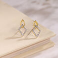 Minimalist Charm Gold & Diamond Drop Stud Earrings,,hi-res view 1