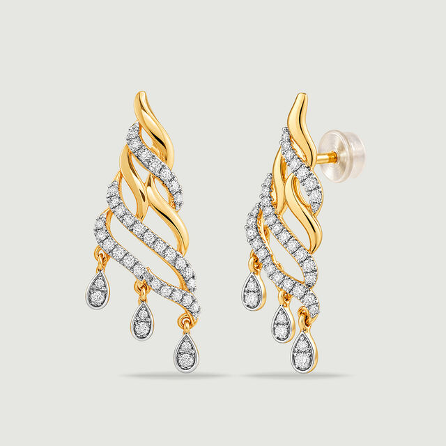 Luminous Rippling Diamond Drop Earrings,,hi-res image number null