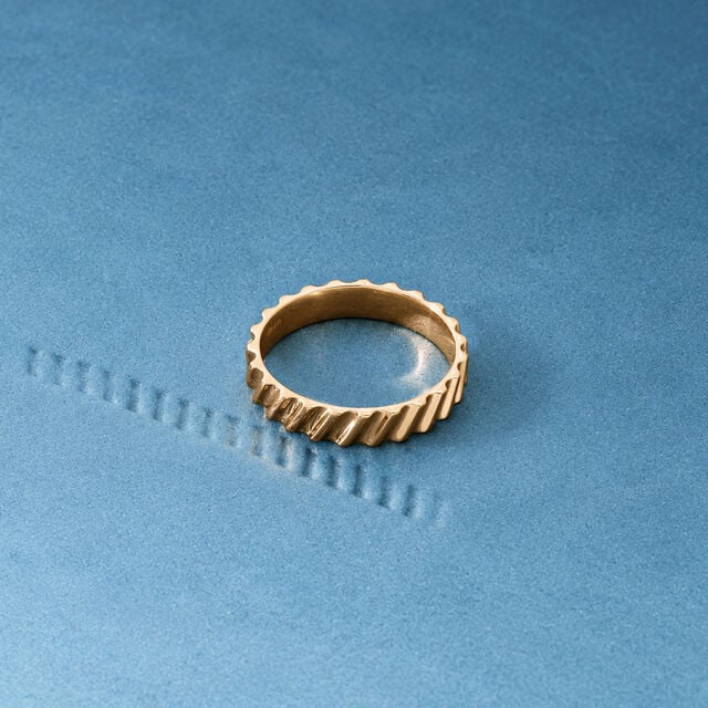 Edgy Grooved Gold Ring,,hi-res image number null