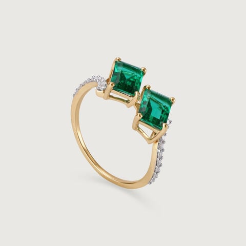 Radiant Envy 14KT Emerald & Diamond Ring