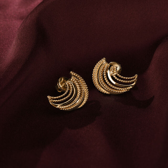 18KT Yellow Gold Stud Earrings to Match Your Elegance,,hi-res image number null