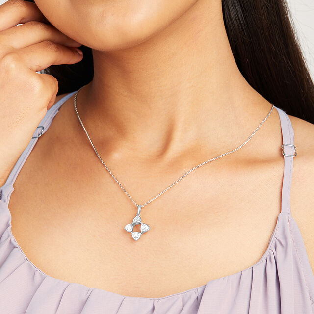 Sparkly Sleek Silver Pendant & Chain,,hi-res image number null