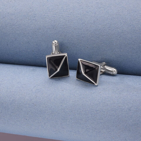 Square Black Silver Cufflinks