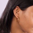 22KT Yellow Gold Radiant Beaded Hoop Earrings,,hi-res view 2