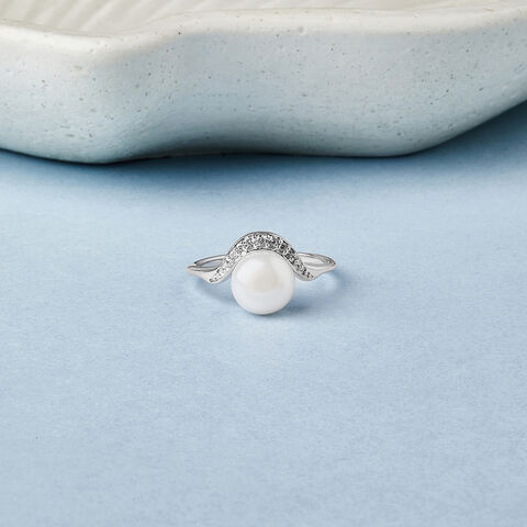 Majestic Pearl Silver Finger Ring