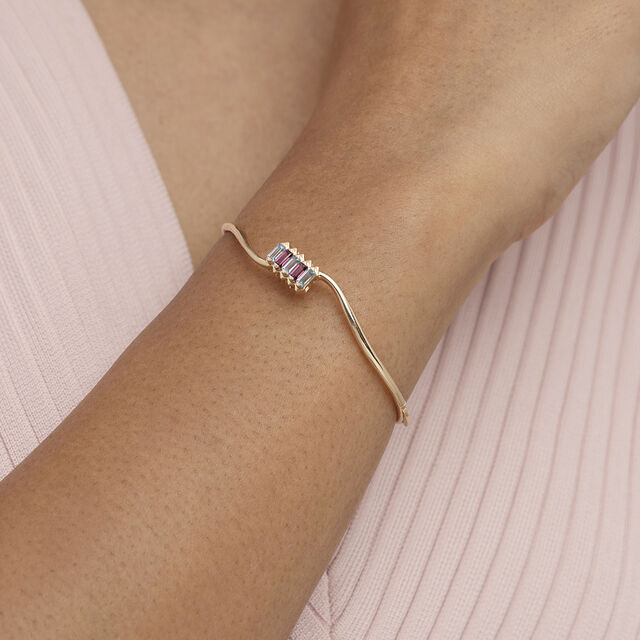 Pink Harmony Garnet & Gold Bangle,,hi-res image number null