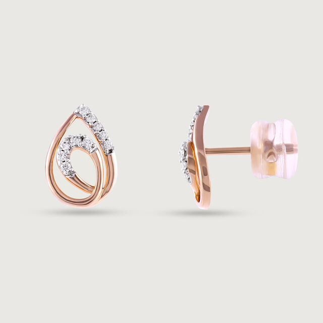 Classic Teardrop Gold & Diamond Stud Earrings,,hi-res image number null