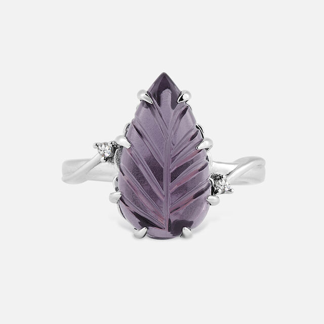 Purple Fern Silver Finger Ring,,hi-res image number null