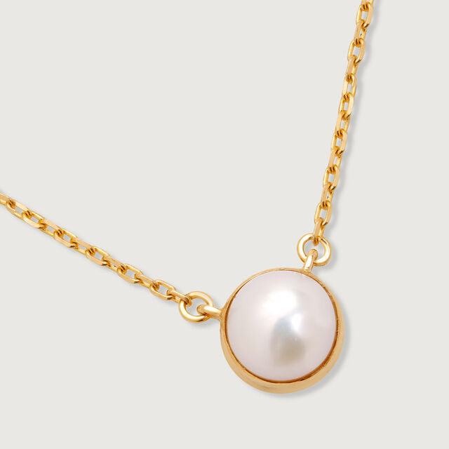 Golden Elegance 18KT Pearl Pendant with Chain,,hi-res image number null