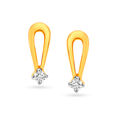 Teardrop Gold and Diamond Single Stone Stud Earrings,,hi-res view 1