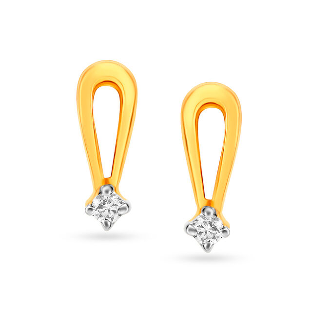 Teardrop Gold and Diamond Single Stone Stud Earrings,,hi-res view 1