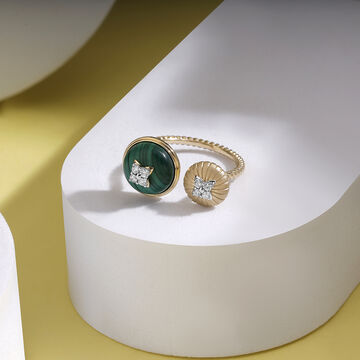 14KT Green Goddess Diamond and  Malachite Ring
