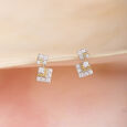 Twilight Square Gold & Diamond Stud Earrings,,hi-res view 1