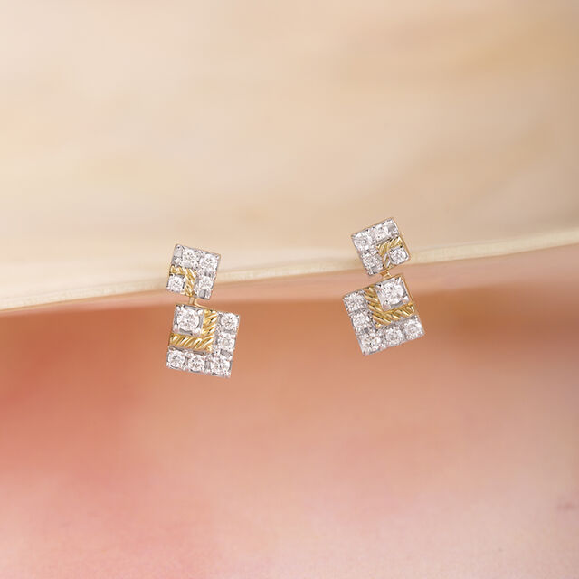 Twilight Square Gold & Diamond Stud Earrings,,hi-res image number null
