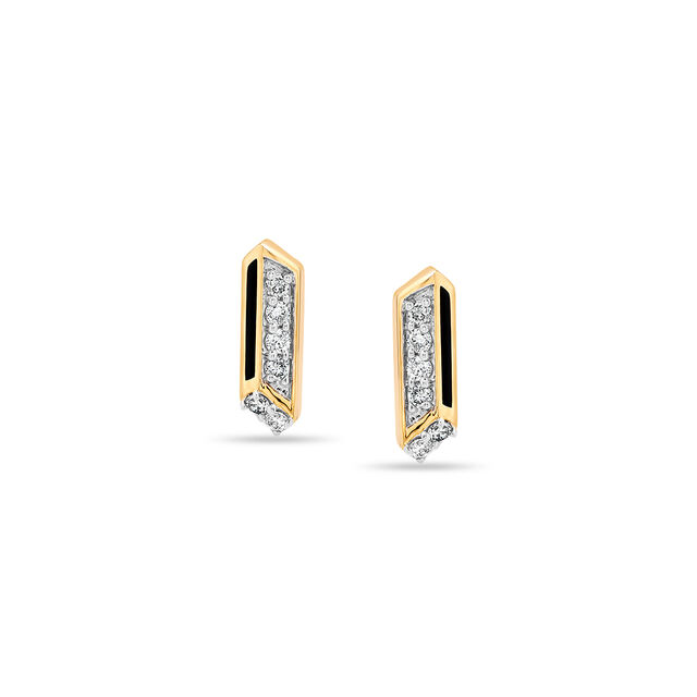 14KT Yellow Gold Sleek Radiance Diamond Stud Earrings,,hi-res image number null