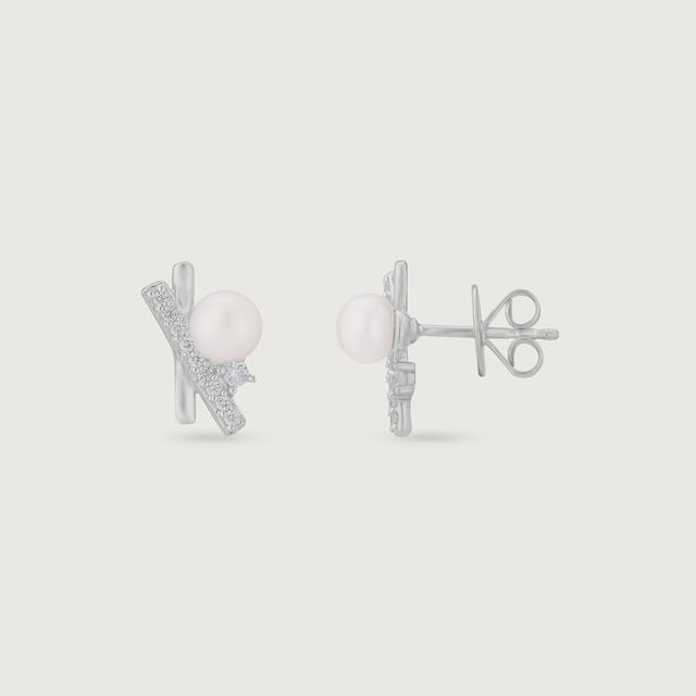Gleam Cross Silver Stud Earrings,,hi-res image number null
