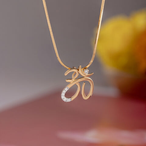 Sacred Om Gold and Diamond Pendant