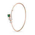 14Kt Rose Gold Glittering Green Onyx Diamond Bangle,,hi-res view 2