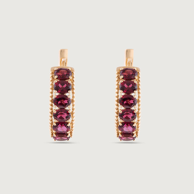 Scarlet Shine Garnet & Gold Hoop Earrings,,hi-res image number null