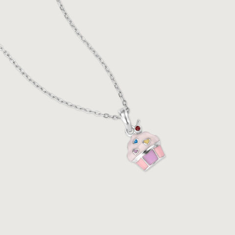 Playful Cupcake Silver Pendant