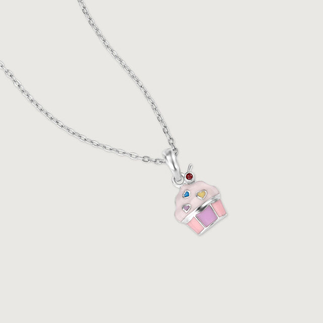 Playful Cupcake Silver Pendant,,hi-res image number null