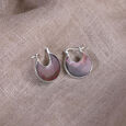 Earthy Dramatic Mother of Pearl Silver Hoop Earrings,,hi-res view 1