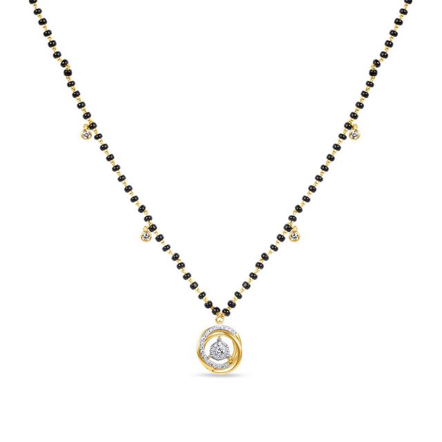 14kt Yellow Gold Interlaced and Diamond Mangalsutra,,hi-res image number null