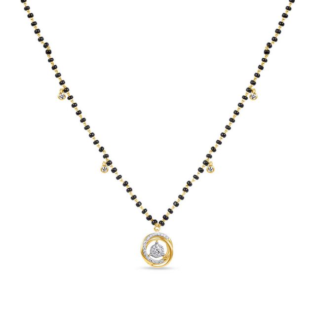 14KT Yellow Gold Interlaced  and Diamond Mangalsutra,,hi-res view 2