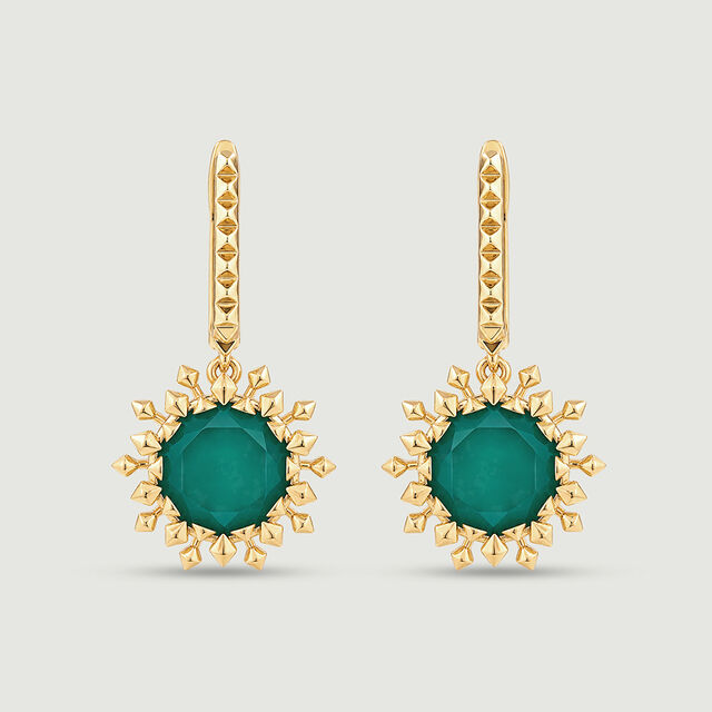 Dynamic Sculptural Green Onyx Hoop Earrings,,hi-res image number null