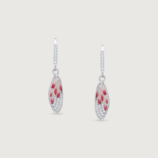 Blush Wing Silver Hoop Earrings,,hi-res image number null