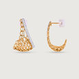 Chic Mesh Gold & Diamond Hoop Earrings,,hi-res view 3
