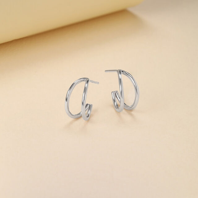 Cheeky Curve Silver Earrings,,hi-res image number null