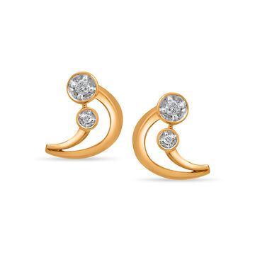 Mamma Mia 14 KT Yellow Gold Luna Love  Stud Earrings