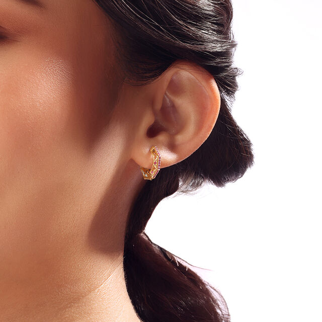 Dual Radiance Ruby & Diamond Hoop Earrings,,hi-res image number null
