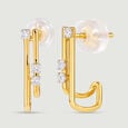 Sleek Linear Diamond Hoop Earrings,,hi-res view 4