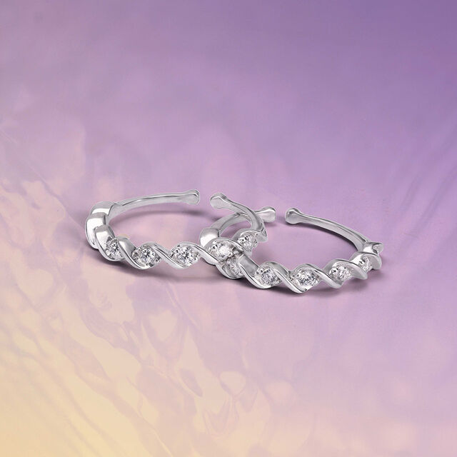 Subtle Glow Silver Toe Rings,,hi-res image number null
