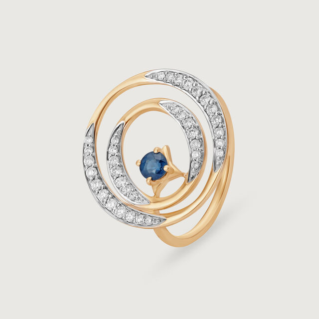 Celestial Dance 14KT Diamond and Blue Sapphire Ring,,hi-res image number null