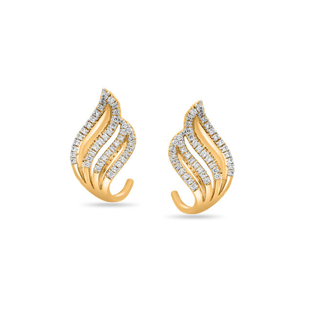14 KT Yellow Gold Angel Wing Diamond Stud Earrings,,hi-res view 1