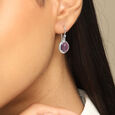 Purple Pop Silver Hoop Earrings,,hi-res view 2