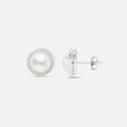 Luxe Pearl Silver Stud Earrings,,hi-res view 4
