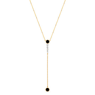 18 KT Yellow Gold Charming Diamond and Onyx Necklace