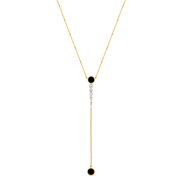 18KT Yellow Gold Charming Diamond and Onyx Necklace,,hi-res image number null